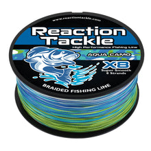 Load image into Gallery viewer, Reaction Tackle X8 Braided Fishing Line- Aqua Camo 8 Strand