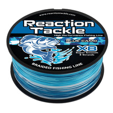Load image into Gallery viewer, Reaction Tackle X8 Braided Fishing Line - Blue Camo 8 Strand