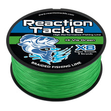 Load image into Gallery viewer, Reaction Tackle X8 Braided Fishing Line - Hi Vis Green 8 Strand