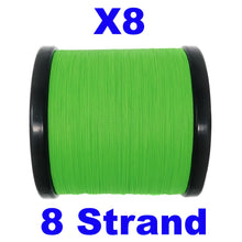 Load image into Gallery viewer, Reaction Tackle X8 Braided Fishing Line - Hi Vis Green 8 Strand