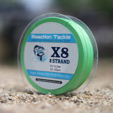 Load image into Gallery viewer, Reaction Tackle X8 Braided Fishing Line - Hi Vis Green 8 Strand