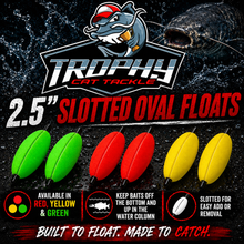 Load image into Gallery viewer, 2.5" Slotted Oval Catfish Floats – 10 Pack | Trophy Cat Tackle