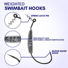 Load image into Gallery viewer, Reaction Tackle Lead Weighted Swimbait Hooks (10-PACK)