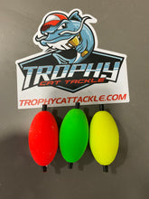 Load image into Gallery viewer, 2.5" Slotted Oval Catfish Floats – 10 Pack | Trophy Cat Tackle