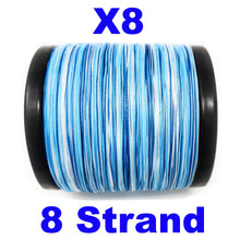 Load image into Gallery viewer, Reaction Tackle X8 Braided Fishing Line - Blue Camo 8 Strand
