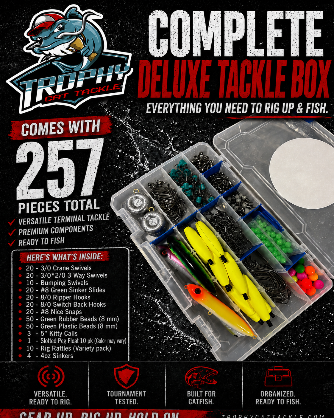 cat fish tackle box Trophy Deluxe Tackle  Complete Catfish Kit fought battle. Eagle Claw Go Fish Extreme