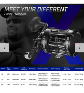 PISCIFUN® CHAOS XS 6000 Blue Round Baitcasting Reel