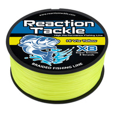 Load image into Gallery viewer, Reaction Tackle X8 Braided Fishing Line - Hi Vis Yellow 8 Strand
