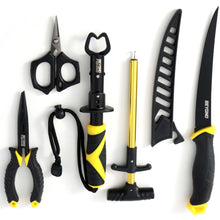 Load image into Gallery viewer, Beyond Braid Fishing 5-Piece Fishing Tool Kit - Pliers, Fillet Knife, Hook Remover, Lip Gripper, and Braid Scissors
