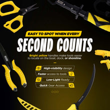 Load image into Gallery viewer, Beyond Braid Fishing 5-Piece Fishing Tool Kit - Pliers, Fillet Knife, Hook Remover, Lip Gripper, and Braid Scissors
