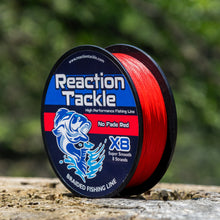 Load image into Gallery viewer, Reaction Tackle X8 Braided Fishing Line - NO FADE Red 8 Strand - NEW
