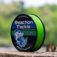 Load image into Gallery viewer, Reaction Tackle Braided Fishing Line - NO FADE Hi Vis Green - NEW
