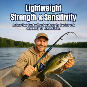 Reaction Tackle Telescopic Spinning Rod – Carbon Travel Fishing Rod – Collapsible Rod for Freshwater and Saltwater - NEW