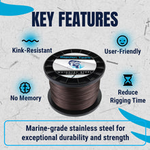 Load image into Gallery viewer, Reaction Tackle Weighted Stainless Steel Trolling Line 45LB- Premium Weighted Fishing Wire - New
