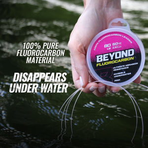 Beyond Braid Beyond Fluorocarbon Leader Material 50YD - Pink Or Clear
