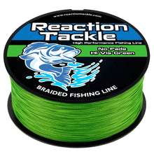 Load image into Gallery viewer, Reaction Tackle Braided Fishing Line - NO FADE Hi Vis Green - NEW
