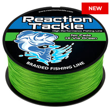 Load image into Gallery viewer, Reaction Tackle Braided Fishing Line - NO FADE Hi Vis Green - NEW
